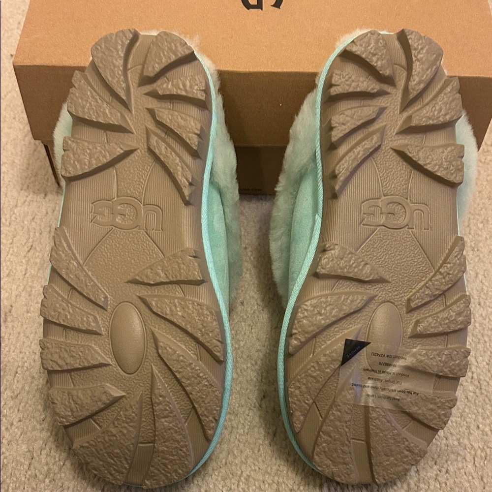 UGG Mint Green Shearling Lined Suede Slippers NWT - image 2